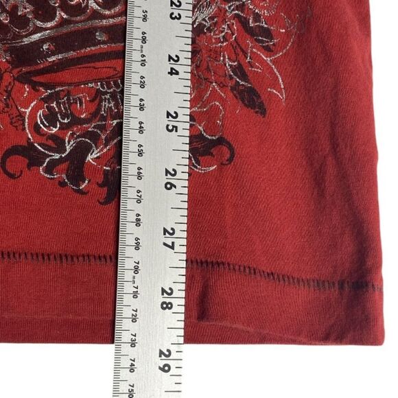 Marc Ecko Cut & Sew Womens Large V-Neck Top Crown Graphic T-shirt Goth Classic - Picture 5 of 7